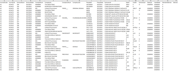 Exemple fichier FEC Excel
